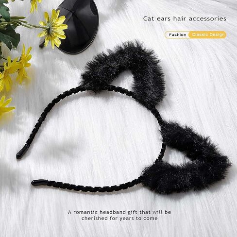 CLOACE آذان القط عقال أسود أفخم الأرنب الأذن هيرباند الديكور غطاء الرأس الأذن حفلة تنكرية أغطية الرأس حفلة موسيقية تأثيري أغطية الرأس زي اكسسوارات الشعر للنساء والفتيات in Kuwait