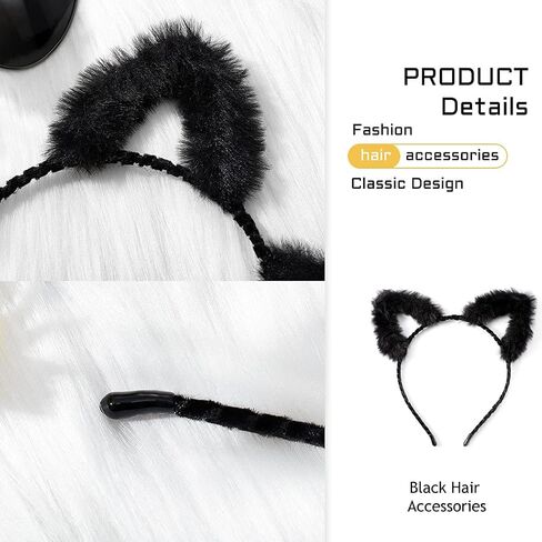 CLOACE آذان القط عقال أسود أفخم الأرنب الأذن هيرباند الديكور غطاء الرأس الأذن حفلة تنكرية أغطية الرأس حفلة موسيقية تأثيري أغطية الرأس زي اكسسوارات الشعر للنساء والفتيات in Kuwait