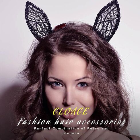 CLOACE آذان القط عقال أسود أفخم الأرنب الأذن هيرباند الديكور غطاء الرأس الأذن حفلة تنكرية أغطية الرأس حفلة موسيقية تأثيري أغطية الرأس زي اكسسوارات الشعر للنساء والفتيات in Kuwait