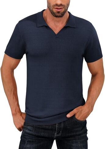 تي شيرت بولو رجالي من BINGHUODAO بأكمام قصيرة كاجوال قابل للتمدد in Kuwait