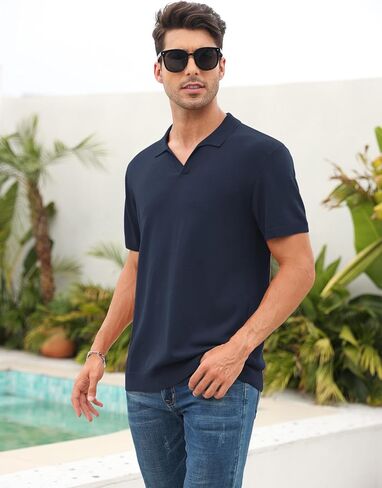 تي شيرت بولو رجالي من BINGHUODAO بأكمام قصيرة كاجوال قابل للتمدد in Kuwait