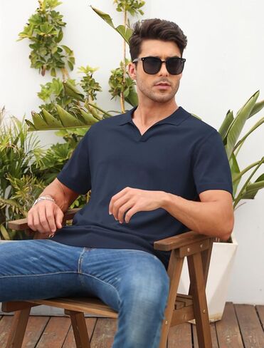 تي شيرت بولو رجالي من BINGHUODAO بأكمام قصيرة كاجوال قابل للتمدد in Kuwait