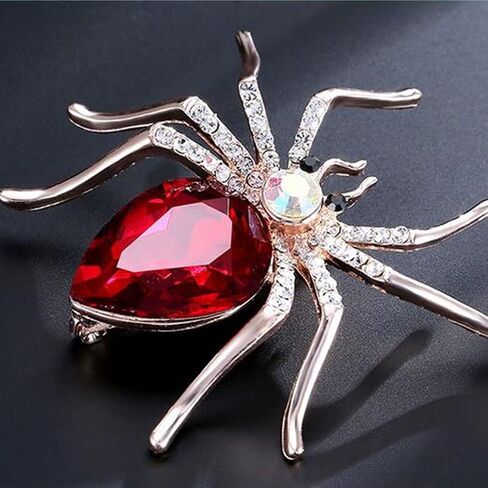Steen 1 Pcs Spider Crystal Brooch Rhinestones Wedding Boutonniere Red, 2.17x2.09 inchs in Saudi Arabia
