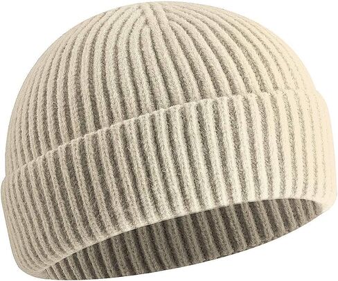 vidsel Short Fisherman Beanie for Men Women, Swag Wool Knit Cuff Trawler Skullcap,Winter Warm Hats in Kuwait