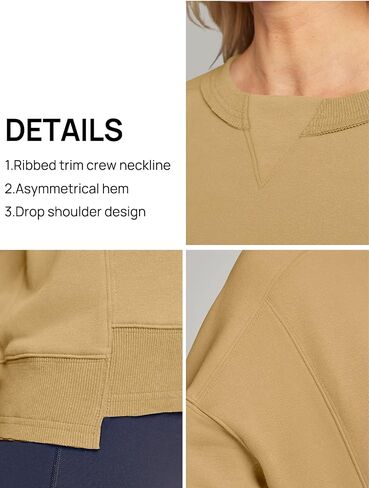 MEROKEETY Women's Oversized Cropped Sweatshirts Crewneck Fleece Workout Pullover Sweater Fall Outfits in Kuwait
