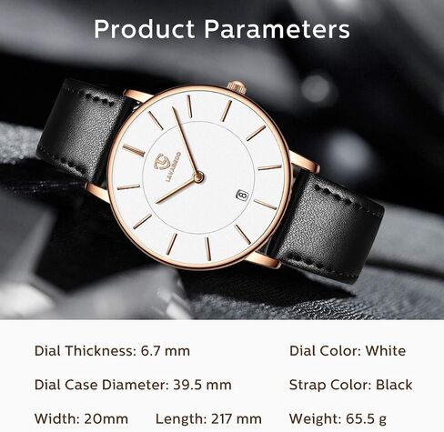L LAVAREDO Watch for Men, Extremely Thin Mens Watches Minimalist Analog Men's Leather Wrist Watches with Time/Date, Birthday Gift for Men Boyfriend in Kuwait