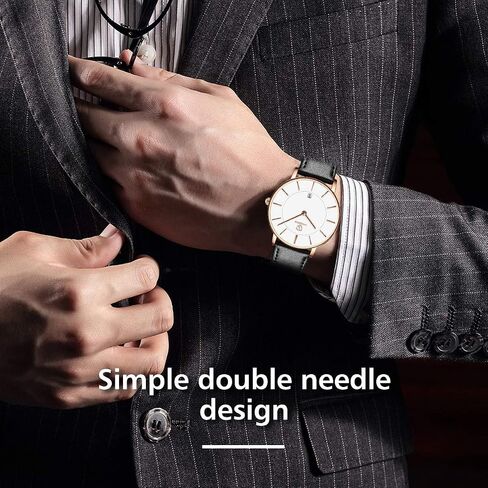 L LAVAREDO Watch for Men, Extremely Thin Mens Watches Minimalist Analog Men's Leather Wrist Watches with Time/Date, Birthday Gift for Men Boyfriend in Kuwait