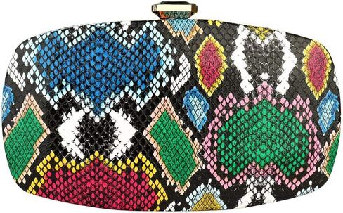 Gets Multicolor Snakeskin Purse for Women Box Evening Bag Green Snakeskin Clutch Handbag Party Wedding in Kuwait