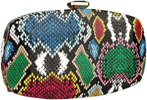 Gets Multicolor Snakeskin Purse for Women Box Evening Bag Green Snakeskin Clutch Handbag Party Wedding in Kuwait