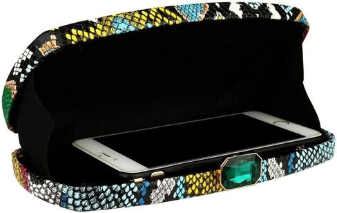 Gets Multicolor Snakeskin Purse for Women Box Evening Bag Green Snakeskin Clutch Handbag Party Wedding in Kuwait