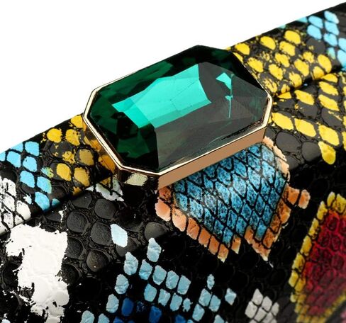 Gets Multicolor Snakeskin Purse for Women Box Evening Bag Green Snakeskin Clutch Handbag Party Wedding in Kuwait