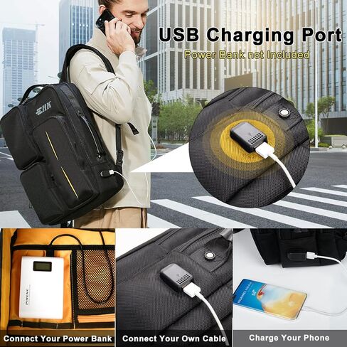 شنطة ظهر للاب توب للرجال مقاس 17.3 انش، شنطة ظهر للعمل والاعمال، شنطة ظهر كاجوال كبيرة للسفر مع منفذ شحن USB، مضادة للسرقة ومقاومة للماء، شنطة كمبيوتر عصرية للجامعة in Kuwait