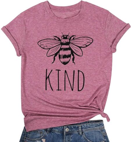 تي شيرت نسائي لطيف على شكل نحلة من Be Kind تي شيرت مضحك ملهم للمعلم بأكمام قصيرة تي شيرت علوي in Saudi Arabia