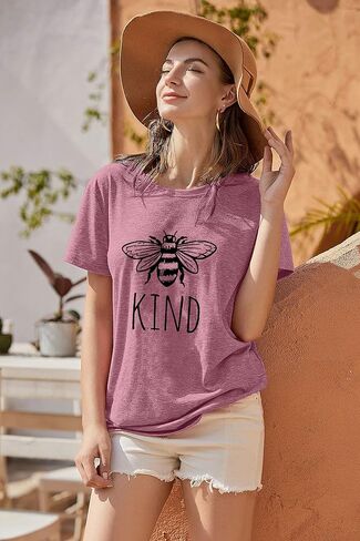 تي شيرت نسائي لطيف على شكل نحلة من Be Kind تي شيرت مضحك ملهم للمعلم بأكمام قصيرة تي شيرت علوي in Saudi Arabia