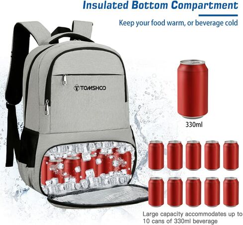 تومشو شنطة ظهر مبردة من 33 علبة، شنطة ظهر خفيفة الوزن معزولة مانعة للتسرب محمولة وخفيفة الوزن وناعمة للتخييم والمشي لمسافات طويلة والشاطئ in Kuwait