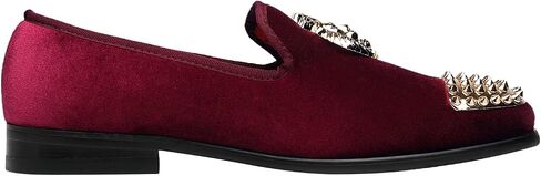 ELANROMAN Men's Loafers Gold Buckle Wedding Party Prom Velvet Dress Shoes in Saudi Arabia