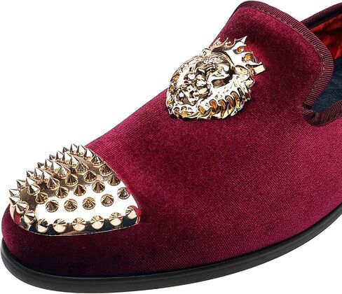 ELANROMAN Men's Loafers Gold Buckle Wedding Party Prom Velvet Dress Shoes in Saudi Arabia