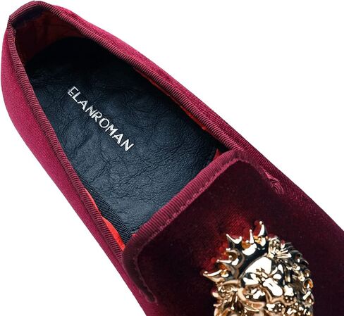 ELANROMAN Men's Loafers Gold Buckle Wedding Party Prom Velvet Dress Shoes in Saudi Arabia
