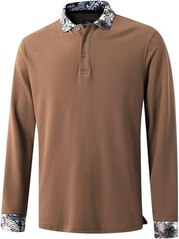 قمصان بولو كاجوال للرجال بأكمام طويلة من VEBOON بطبعة هاواي، بولو بيكيه للرجال، قمصان بولو للأعمال قابلة للتنفس in Kuwait