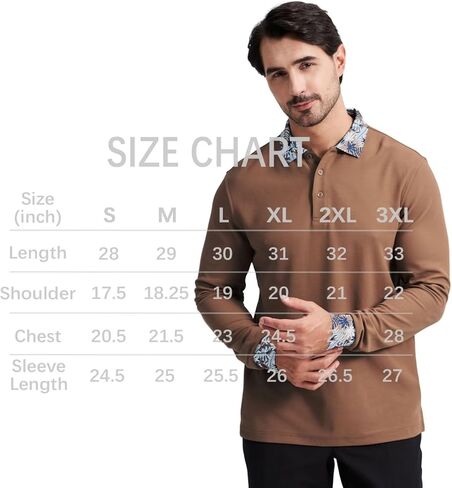 قمصان بولو كاجوال للرجال بأكمام طويلة من VEBOON بطبعة هاواي، بولو بيكيه للرجال، قمصان بولو للأعمال قابلة للتنفس in Kuwait