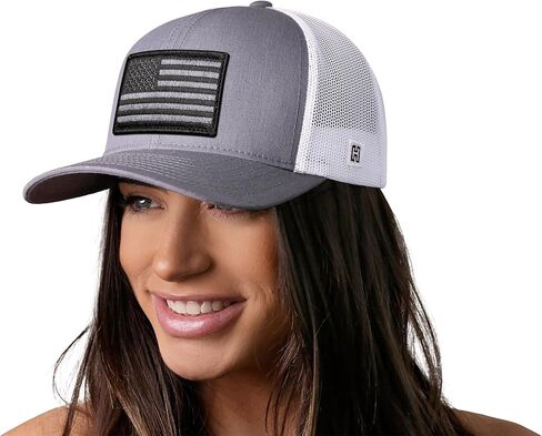HAKA American Flag Hat, USA Trucker Hat for Men & Women, Adjustable Baseball Cap, Mesh Snapback, Durable Outdoor Hat in Kuwait