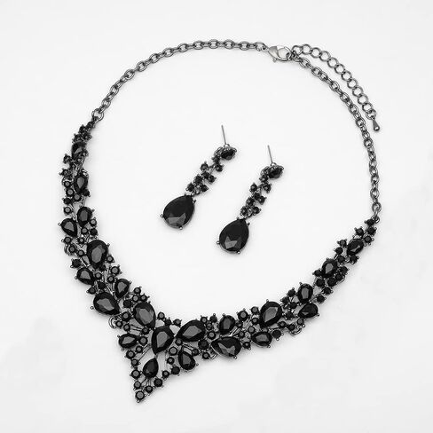 chaoyite Women's Statement Necklace Earrings Set for Bride Austrian Crystal Wedding Bridal Costume Jewelry Sets in Kuwait
