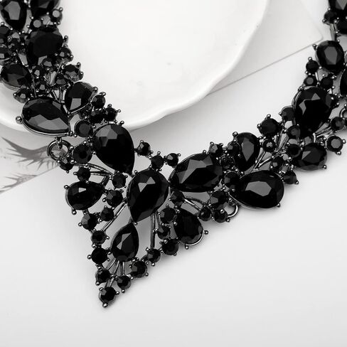 chaoyite Women's Statement Necklace Earrings Set for Bride Austrian Crystal Wedding Bridal Costume Jewelry Sets in Kuwait