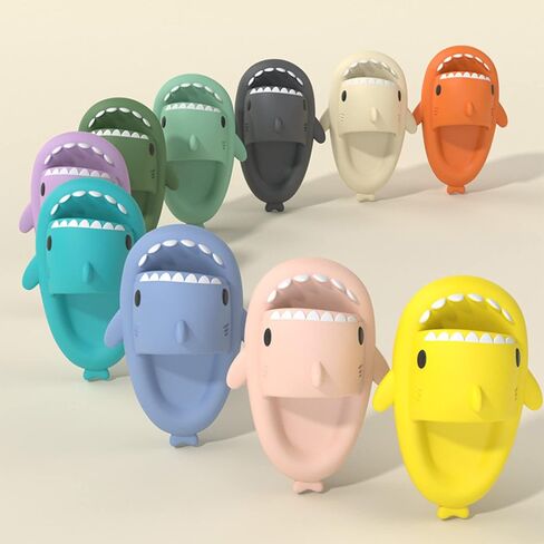 صنادل القرش من secwell Shark Slides للنساء والرجال شباشب الدش السحابية اللطيفة للصيف من مادة EVA أحذية الشاطئ المبطنة المريحة مع سلسلة مفاتيح منزلق القرش in Kuwait