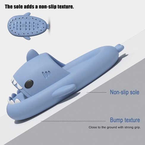 صنادل القرش من secwell Shark Slides للنساء والرجال شباشب الدش السحابية اللطيفة للصيف من مادة EVA أحذية الشاطئ المبطنة المريحة مع سلسلة مفاتيح منزلق القرش in Kuwait