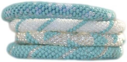 نوبتس طقم اساور مطرزة باللون الازرق الفيروزي والفضي والابيض العاجي، BS57، قطن in Kuwait