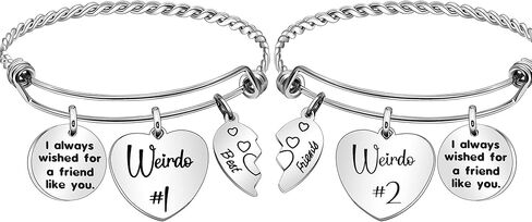 سوار هدية مضحكة لغريدوس من أفضل الأصدقاء سوار مع قلب منقسم للنساء ، أتمني لصديق مثلك ، Weirdo 1 Weirdo 2 سوار مجموعة in Kuwait