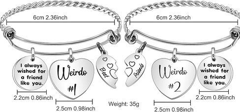 سوار هدية مضحكة لغريدوس من أفضل الأصدقاء سوار مع قلب منقسم للنساء ، أتمني لصديق مثلك ، Weirdo 1 Weirdo 2 سوار مجموعة in Kuwait