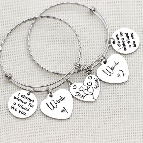 سوار هدية مضحكة لغريدوس من أفضل الأصدقاء سوار مع قلب منقسم للنساء ، أتمني لصديق مثلك ، Weirdo 1 Weirdo 2 سوار مجموعة in Kuwait