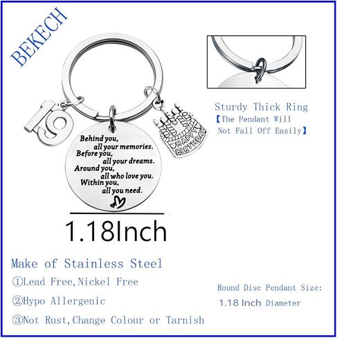 BEKECH Birthday Keychain 18th 30th 40th 50th Birthday Gift Behind You All Memories Before You All Your Dream in Kuwait