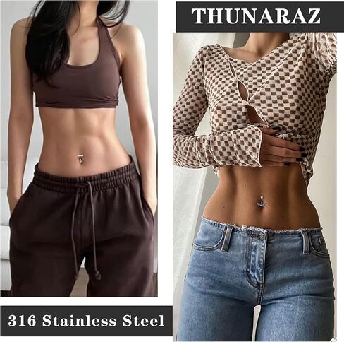 thunaraz 14g البطن زر الدائري حلقات الحلمة للنساء 316l الجراحية الصلب القلب فراشة تشيكوسلوفاكيا الحديد حلقات الحلمة لطيف عكس السرة خواتم الجسم مجوهرات in Kuwait