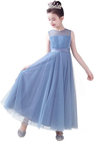 Flower Girl Dresses Junior Bridesmaid Wedding Formal Kids Girls' Special Occasion Princess Dress Tulle Full Length in Saudi Arabia