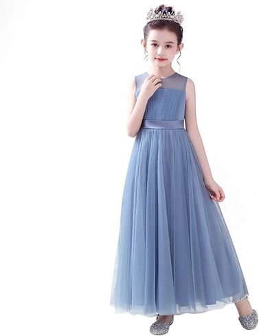 Flower Girl Dresses Junior Bridesmaid Wedding Formal Kids Girls' Special Occasion Princess Dress Tulle Full Length in Saudi Arabia