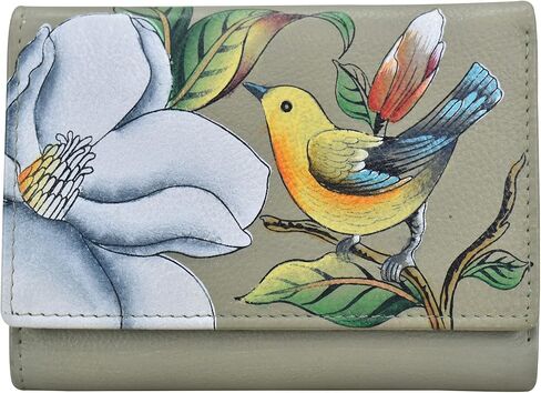 Anna by Anuschka Women's Hand-Painted Genuine Leather Ladies Three Fold Wallet in Kuwait
