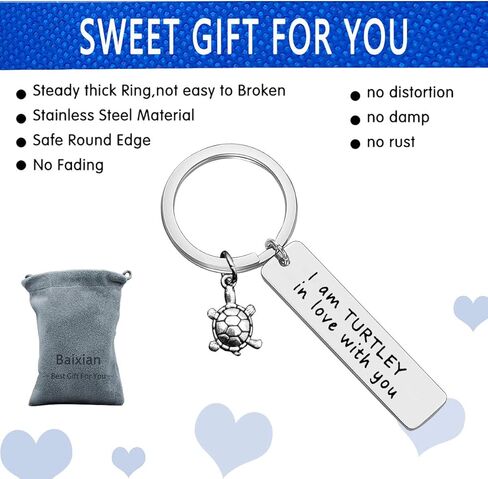 Turtle Lover Gifts Couple Keychain Couple Gifts for Boyfriend Girlfriend I am Turtley in Love with You Keyring Couple Jewelry Christmas Birthday Gifts Valentine's Day Gifts in Kuwait