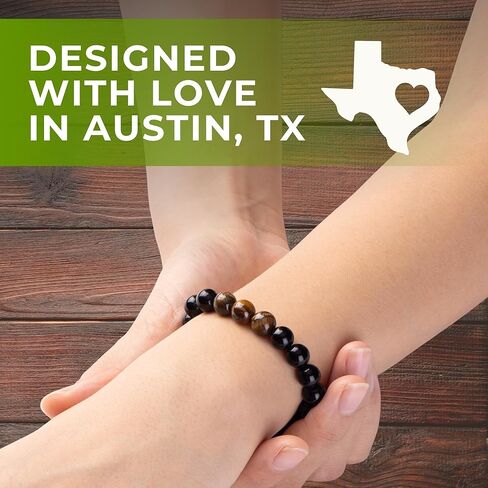 Rosa Vila Bracelets for Men, Husband, Boyfriend, Son, Gifts For Him, Birthday, Anniversary, Christmas, Tiger Eye & Black Agate Stones, Designed in Austin, TX in Kuwait