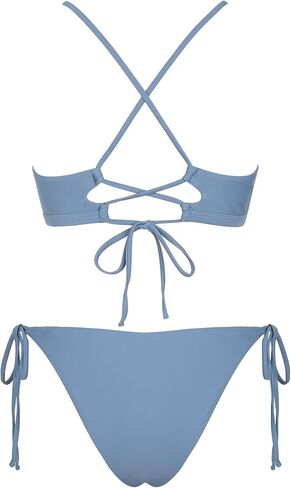 ZAFUL Women's Toile String Bikini Set Cut Out Lace Up Two Piece Swimsuit High Cut Tie Side Bathing Suit in Kuwait