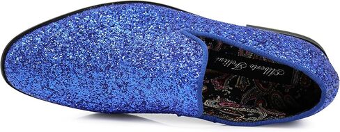SPK04 Men's Vintage Glitter Dress Loafers Slip On Shoes Classic Tuxedo Dress Shoes in Saudi Arabia
