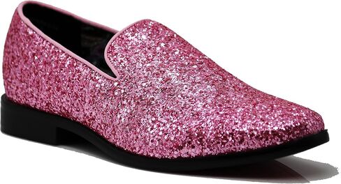SPK04 Men's Vintage Glitter Dress Loafers Slip On Shoes Classic Tuxedo Dress Shoes in Saudi Arabia