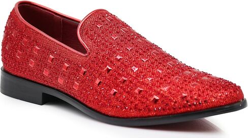 SPK11 Men's Vintage Fashion Rhinestone Designer Dress Loafers Slip On Shoes Classic Tuxedo Dress Shoes in Kuwait