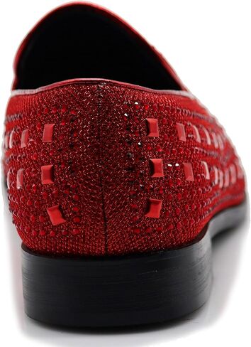SPK11 Men's Vintage Fashion Rhinestone Designer Dress Loafers Slip On Shoes Classic Tuxedo Dress Shoes in Kuwait