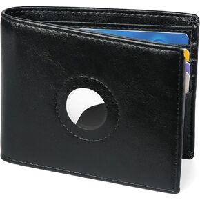 AirTag Wallet Genuine Leather Air Tag Wallet Slim Mens Wallet with AirTag Holder Carbon Black Red in Kuwait