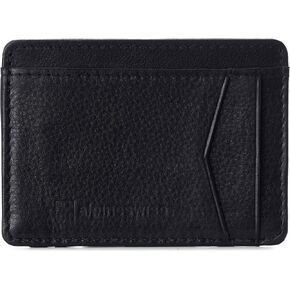 Alpine Swiss RFID Minimalist Oliver Front Pocket Wallet For Men Leather York Collection Soft Nappa Black