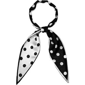 Allegra K Chic Polka Dots Women Neckerchief Skinny Scarves Hair Band Ribbon for Bag Accessory