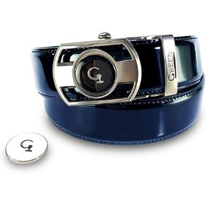 Hanway Green Golf Belt for Men, 100% Leather Ratchet Belt with Automatic Buckle for Customizable Fit (Made in Taiwan)