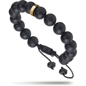 Forge & Foundry Men's Beaded Bracelet | Fully Adjustable Fitting | Black Onyx | Silver Hematite | Jasper | Refined Hand-Crafted Jewelry, Designed by Jewelers, Forged for Men